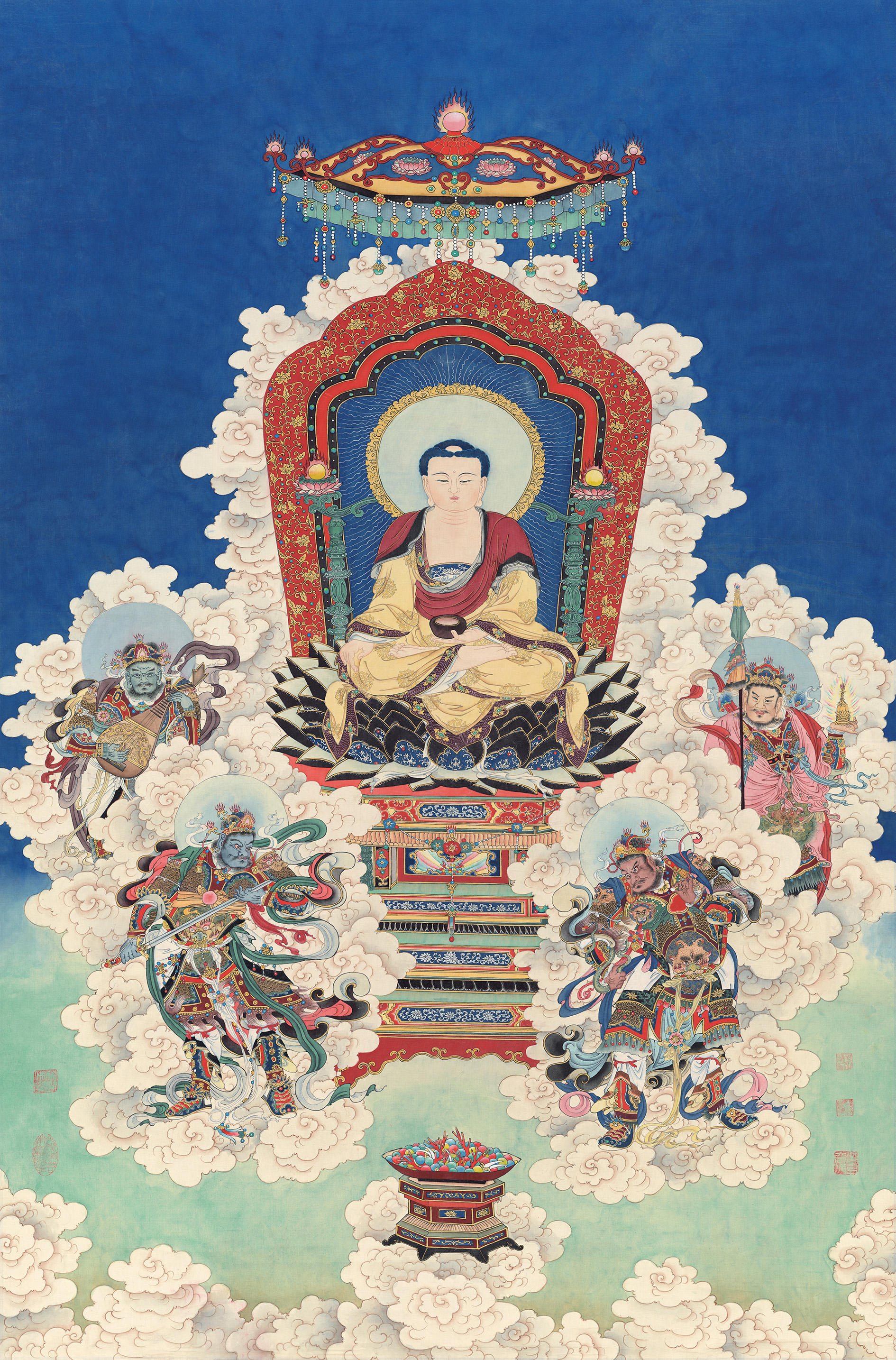 Phật Thích Ca Mâu Ni Tứ Thiên Hộ Pháp Đồ